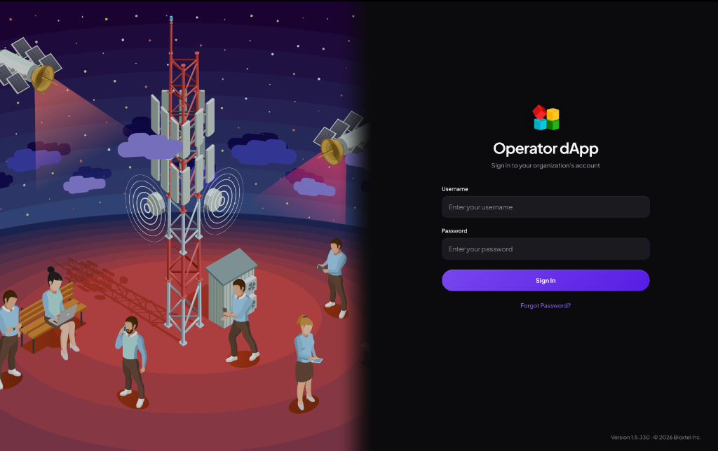 The Operator dApp sign-in screen